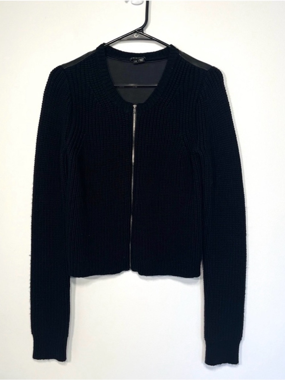 Theory Black Zip-Up Cardigan Sweater